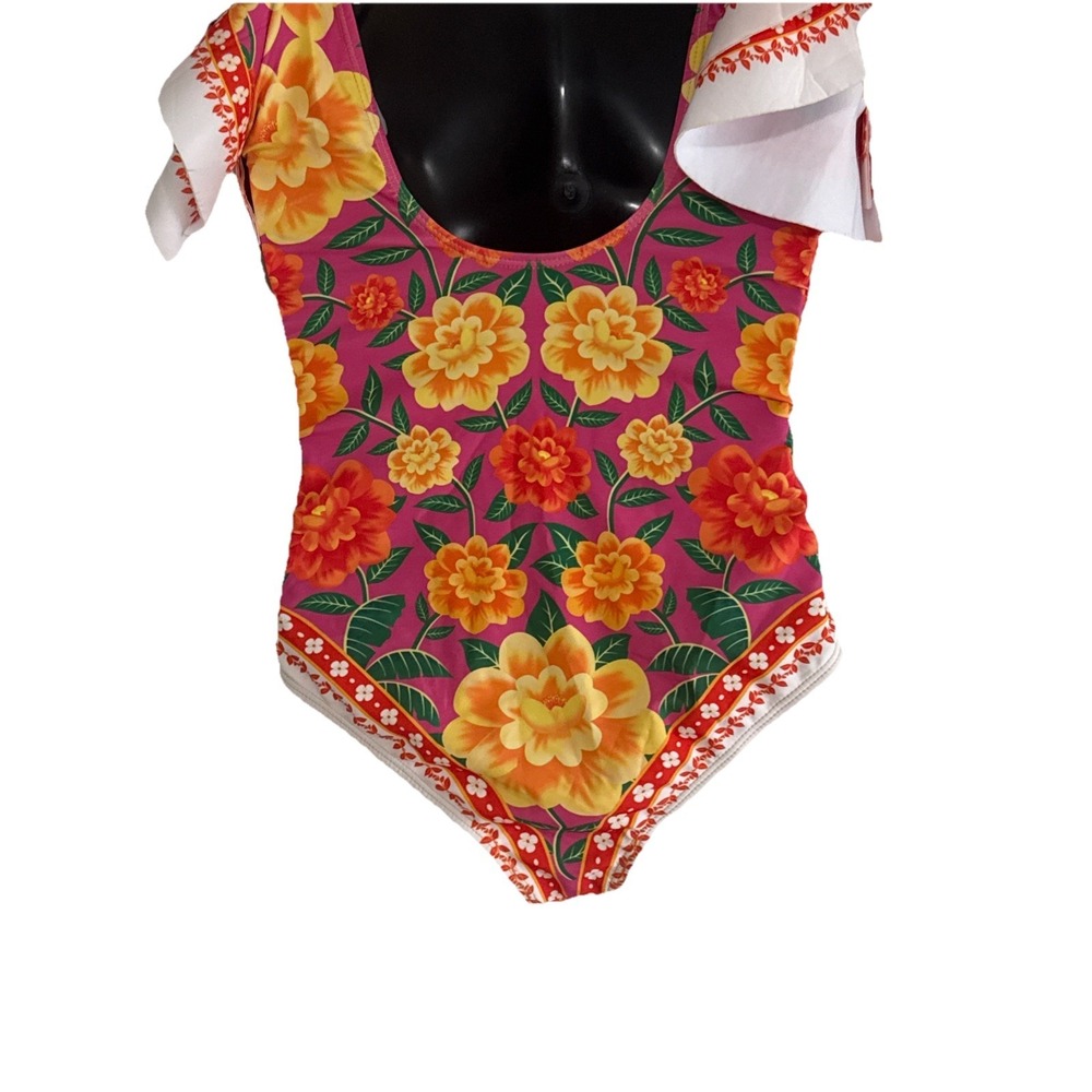 Flawmaker Ruffled Floral Vibrant Colors One Piece Swimsuit No Size See Measure - Picture 5 of 12